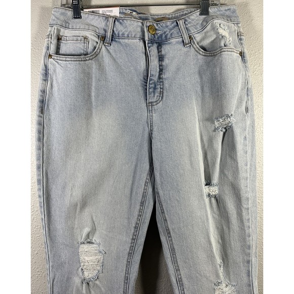 Women Seven 7 Weekend Slim Fit Jean Light Blue Straight Leg Distressed Sz 12 NWT - Picture 4 of 16